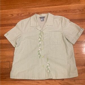 Vintage Koret | Green Gingham Embroidered Camp Shirt